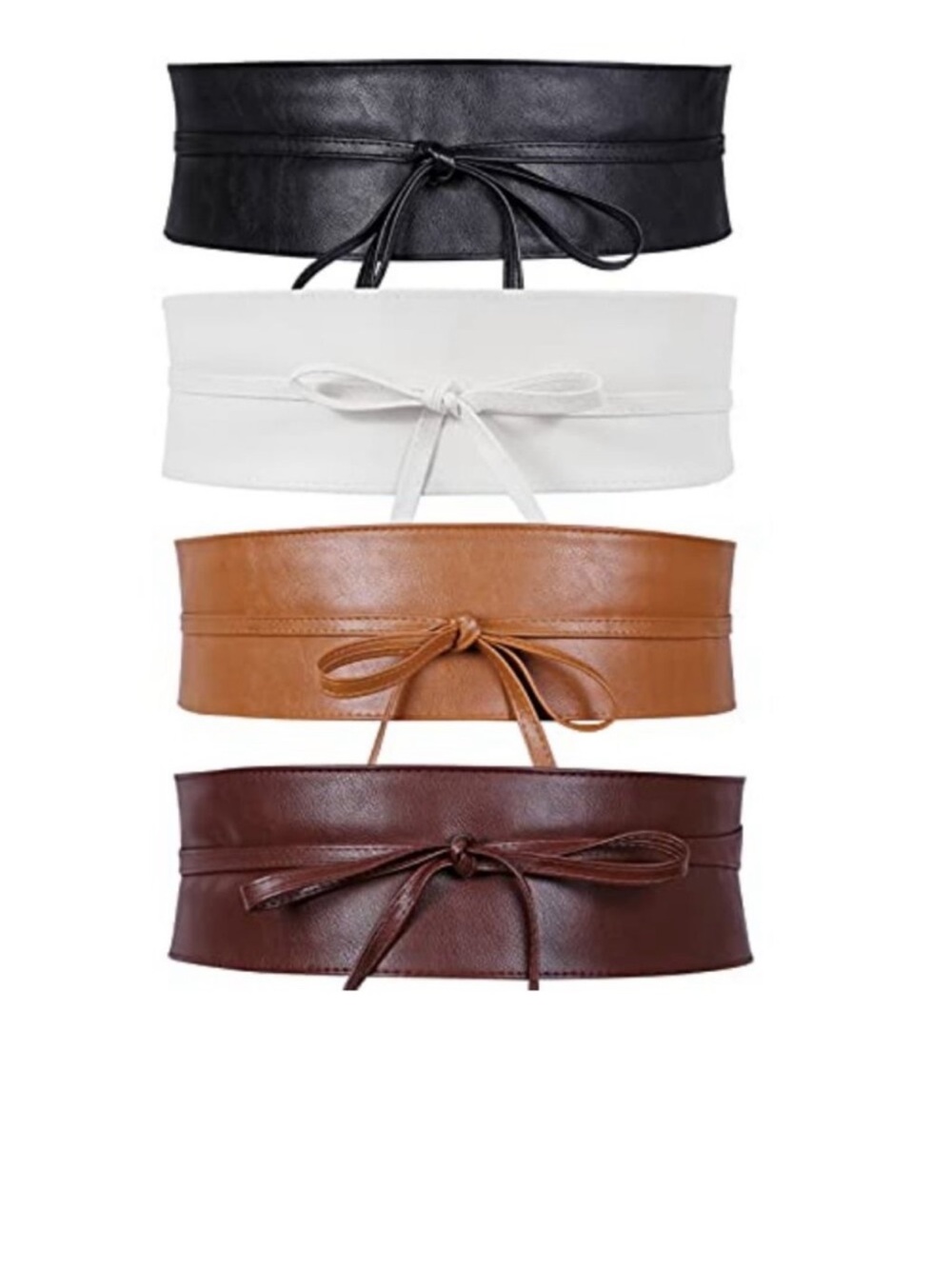 Wide PU Leather Self Tie Obi Belt for Women - Cinch Waist Corset Belt